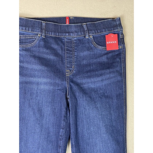 Spanx Jeans Womens Large Blue Flare Jean Stretch High Rise Adult NWT - Picture 2 of 14